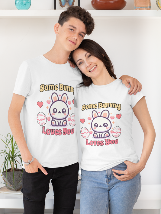 Cute Easter Tee - "Some Bunny Loves You" Unisex Cotton Crew