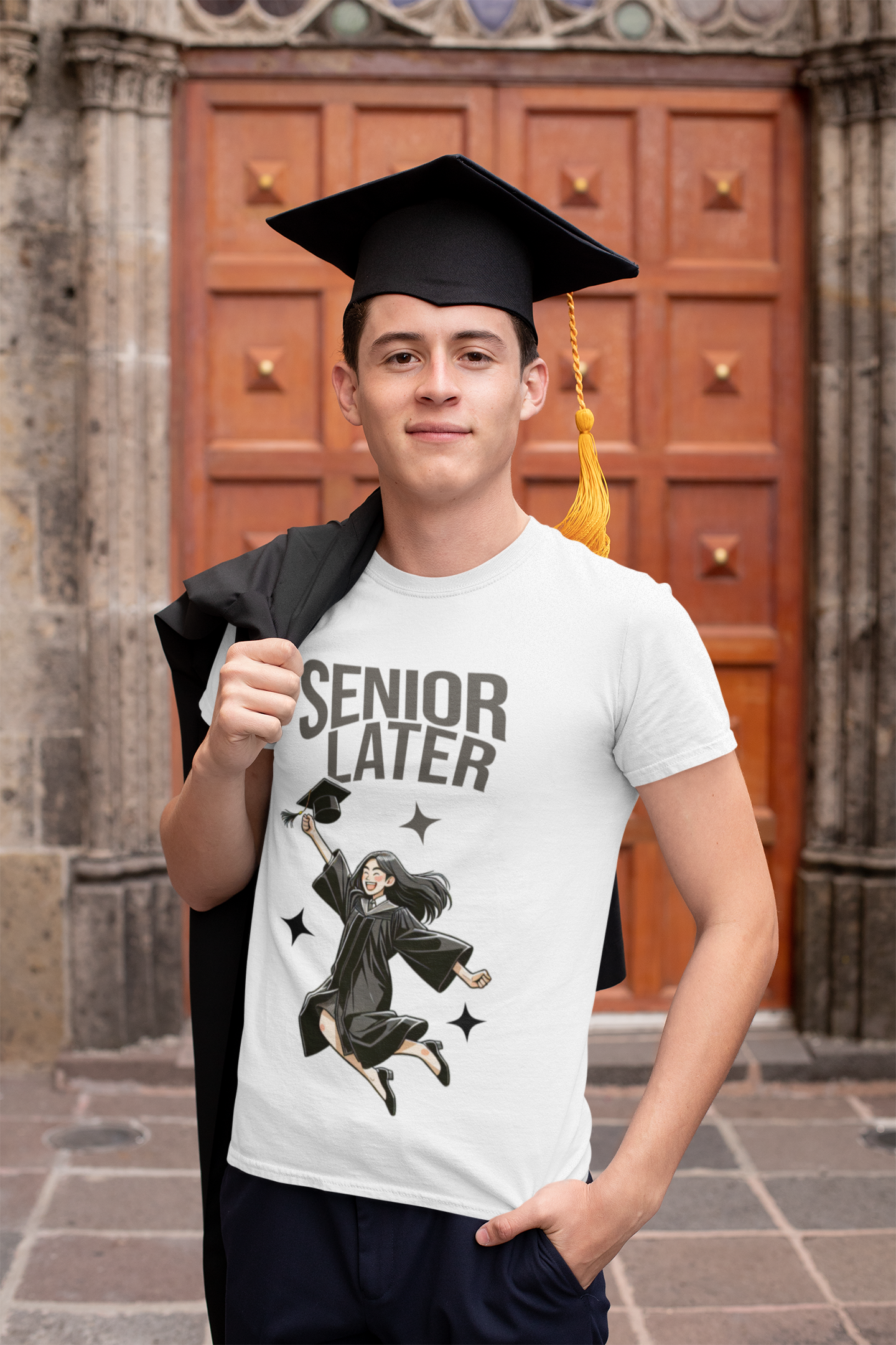 Graduation Celebration "Senior Later" Unisex Cotton Crew Tee