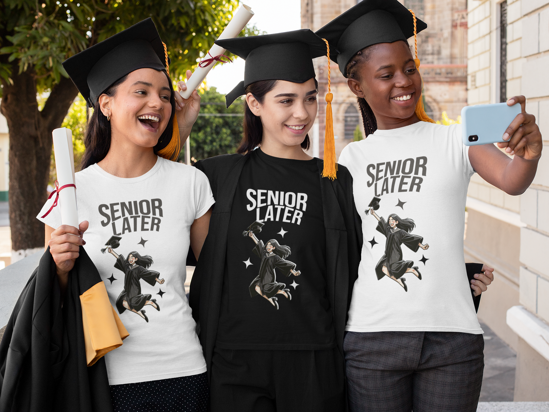Graduation Celebration "Senior Later" Unisex Cotton Crew Tee