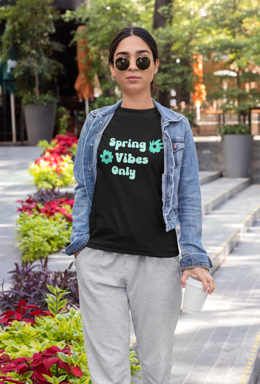 Spring Vibes Only Unisex Cotton Crew Tee - Perfect for Spring Season